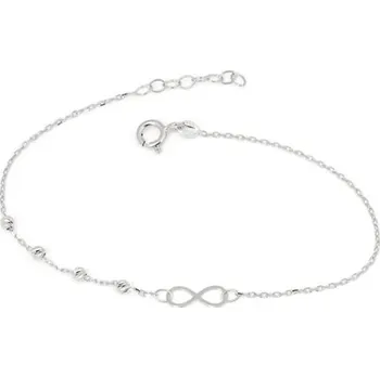 Náramek Dámský náramek z bílého zlata s nekonečnem a kuličkami ZLNA1378F 17-20 cm + dárek zdarma