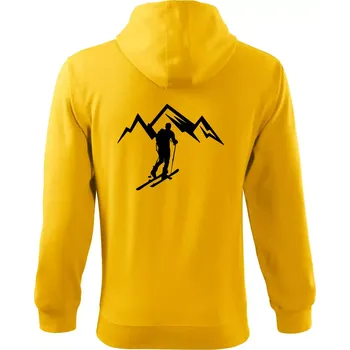 Pánská mikina Skialp výlet na hory - Mikina s kapucí na zip trendy zipper - XL ( Žlutá )