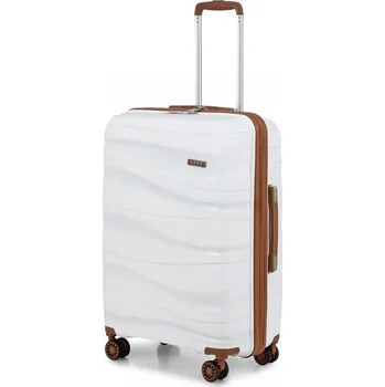 Béžový odolný plastový cestovní kufr "Majesty 2" - vel. M