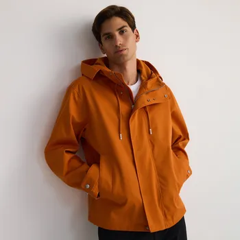 Dámský kabát Reserved - Hladká bunda s kapucí - mandarinková - 4769C-23X - 4769C-23X-L