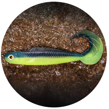 Umělá nástraha RedBass Gumová Nástraha Twister Kixter Dark/Signal Yellow UV - L 100 mm