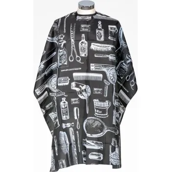 ZZ Men pláštěnka stříhací - černá s motivem kadeřnického náčiní