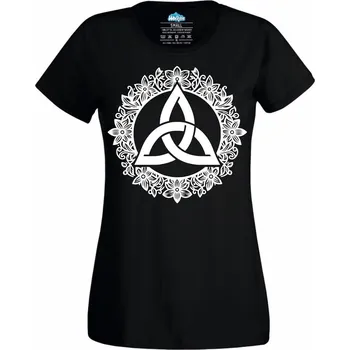 Dámské tričko Keltský Uzel Života Triquetra (Velikost: 4XL, Barva: Černá)