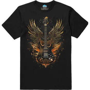 Pánské tričko Pánské tričko Rocková Kytara s Křídly (Velikost: L, Barva: Černá)