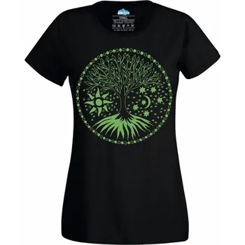 Dámské tričko Kořeny života Slunce a Měsíc Tree of Life Mandala (Velikost: 4XL, Barva: Černá)