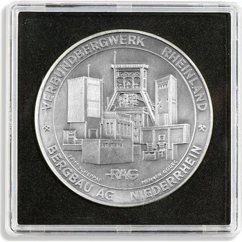 Obal pro sběratelský předmět Leuchtturm Kapsle QUADRUM XL, na mince/medaile do Ø 48 mm, průhledné, s černou pěnou - 5 kusů v balení