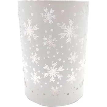 Vánoce Svícen skleněný svítící LED bílé vločky 9305401D