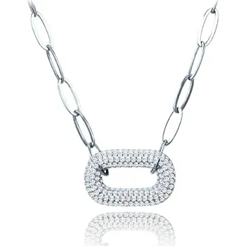 Náhrdelník MINET Stříbrný náhrdelník s bílými zirkony