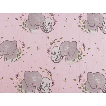 Bavlněná plenkovina / mušelín slon, barva 1 (356T) růžová sv.