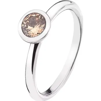 Prsten Stříbrný prsten Hot Diamonds Emozioni Scintilla Champagne Loyalty Obvod 56 mm