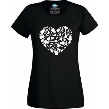 Dámské tričko Dámské tričko Kytarové Srdcovky Love of Guitar Heart (Skladem XS-4XL) (Velikost: M, Barva: Černá)