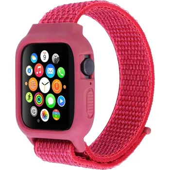 Příslušenství k chytrým hodinkám Nylonový řemínek s krytem pro Apple Watch 42/44/45mm Barva: Tmavě růžová, Typ: 8
