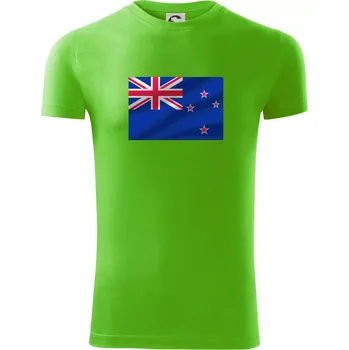 Nový Zéland fotka vlajky - Viper FIT - Pánské zůžené tričko - L ( Apple Green )