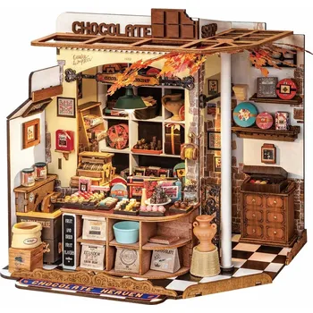 3D puzzle RoboTime 3D dřevěná skládačka Miniatura domečku Henryho čokoládovna