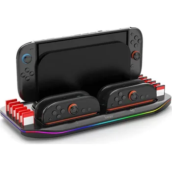 Herní konzole iPega SW2210 Multifunkční Nabíjecí RGB Stojan pro Nintendo Switch 2 černá