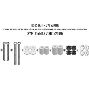 D7058KIT montážní sada pro plexi čiré 7056DT pro SYM Joymax Z 300 (19-24)