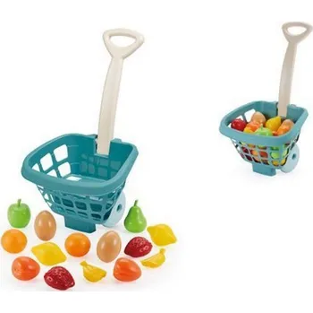 Dětská kuchyňka Ecoiffier Nákupní košík plný ovoce - Azurově zelená