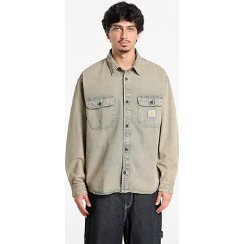 Pánská košile Košile Carhartt WIP Tigan Shirt Jacket UNISEX Blue/ Leather Garment Dyed XS