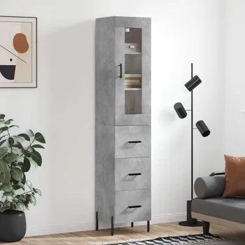 Příborník do zásuvky vidaXL Skříň highboard 34,5 x 34 x 180 cm kompozitní dřevo [3199245] Barva: Betonová šedá