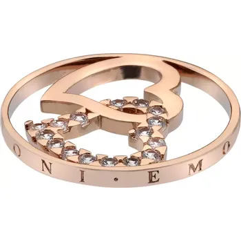 Módní doplněk Přívěsek Hot Diamonds Emozioni Double Heart Rose Gold Coin Průměr 33 mm