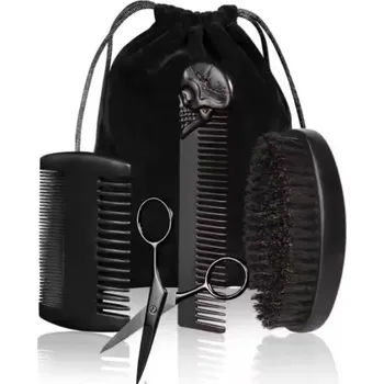 Péče o vousy Amparo Miranda® Hřeben, kartáč a nůžky na knír a vousy H34581 Black