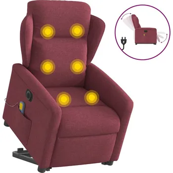 Křeslo Elektrické zvedací masážní polohovací křeslo vínové textil Červená3303167