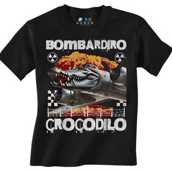 Chlapecké tričko Dětské tričko Válečný Bombardino Crocodilo (Velikost: 3-4, Barva: Černá)