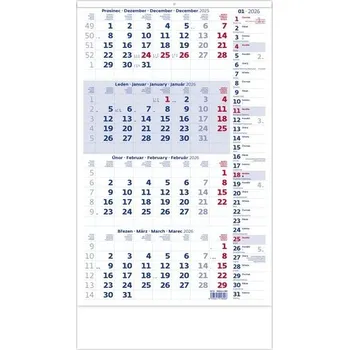 Kalendář Čtyřměsíční kalendář 2026 - poznámkový, modrý