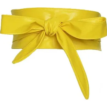 Opasek Dámský široký pásek z umělé kůže Žlutý Lifestyle 97k-cube