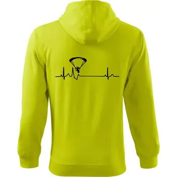 Pánská mikina EKG paramotor - Mikina s kapucí na zip trendy zipper - L ( Limetková )