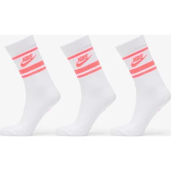 Pánské ponožky Ponožky Nike Sportswear Dri-FIT Everyday Essential Crew Socks 3-Pack White/ Hot Punch/ Hot Punch L