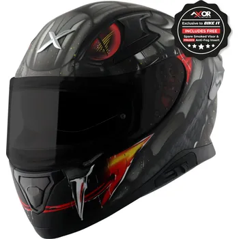 Helma na motorku Axor Apex integrální přilba- Venomous černá/ šedá mat - M AXR022