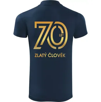 Pánská košile 70 let zlatý člověk - Polokošile Victory sportovní (dresovina) - M ( Námořní modrá (velmi tmavá - téměř černá) )