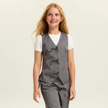 Dívčí bunda Reserved - Pruhovaná vesta - tmavě šedá - 004EH-90M - 004EH-90M-164