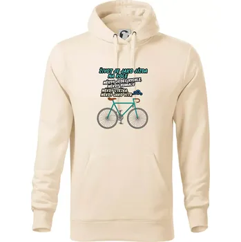 Pánská mikina Život je jako jízda na kole - Mikina pánská Cape s kapucí - 2XL ( Mandlová )