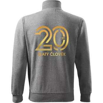 Pánská mikina 20 let zlatý člověk - Mikina bez kapuce Adventure - L ( Tmavě šedý melír )