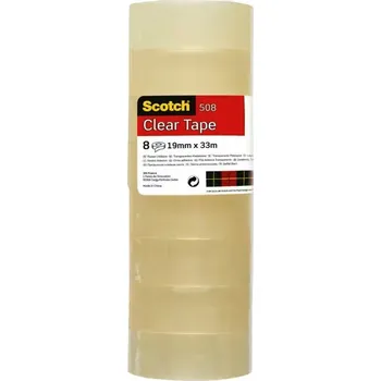 3M Scotch 508, transparentní lepící páska 19x33 m, balení 8 ks