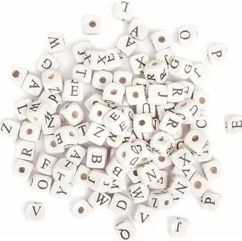 Korálek DP Craft Korálky dřevěné písmenka 10mm 100ks natu