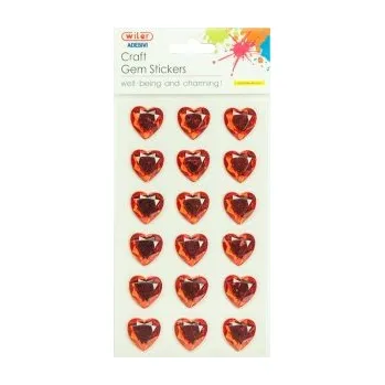 samolepka Wiler Samolepicí kamínky SRDCE 18ks červené