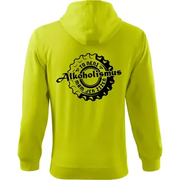 Pánská mikina Alkoholismus pivo - Mikina s kapucí na zip trendy zipper - 3XL ( Limetková )