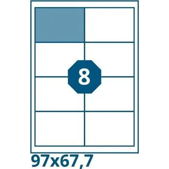 Speciální papír Ostatní Etikety PRINT A4 / 100 ks, 97x67,7mm - 8 etiket, bílé
