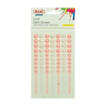 samolepka Wiler Samolepící perly 4,7,10mm růžové a bílé