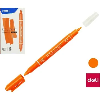 Zvýrazňovač Zvýrazňovač DELI oboustranný oranžový