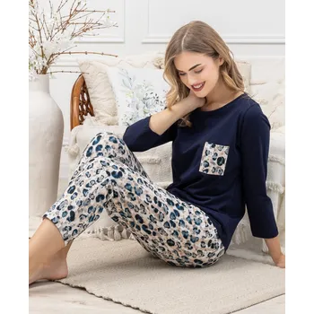 Pánské pyžamo Leveza 1664 Victoria pyžamo délka/r M-2XL tmavě modrá XXL