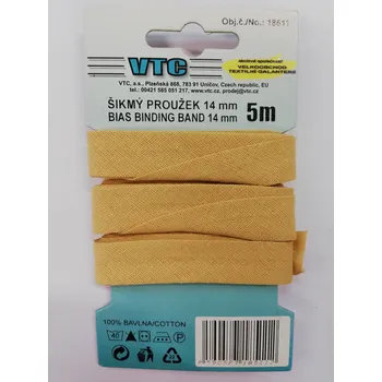 Šikmý proužek 14mm/5m - béžový