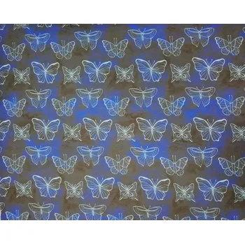 Počesaná teplákovina šíře 150cm - Motýlci na modročerné (50cm))