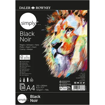 Výtvárné potřeby Daler-Rowney Blok A4 - černé papíry SIMPLY