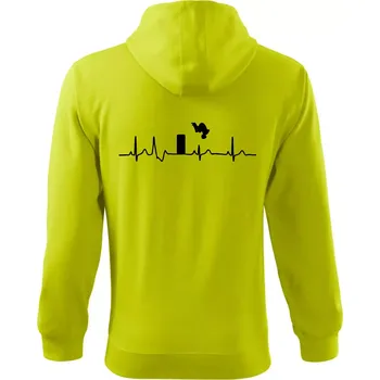 Pánská mikina Parkour ekg - Mikina s kapucí na zip trendy zipper - 3XL ( Limetková )