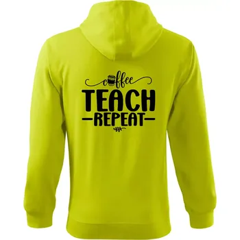 Pánská mikina Coffee teach repeat - Mikina s kapucí na zip trendy zipper - L ( Limetková )