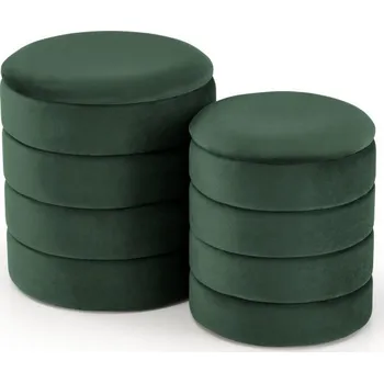 Taburet Set 2 taburetů PACHO s úložným prostorem — látka, zelená